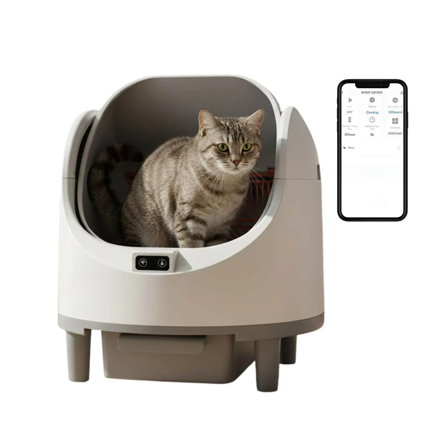 Rooster Farms Smart Cat Litter Box Automatic WiFi Self Cleaning Tray 68L