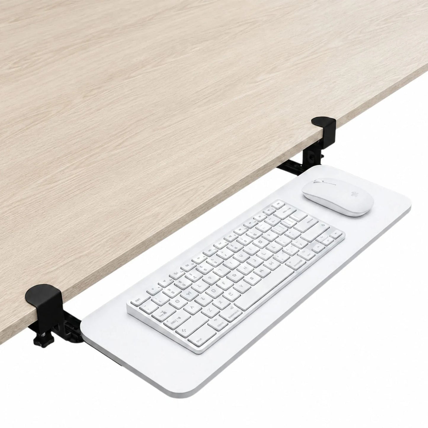 Tooleroo Computer Keyboard Tray Under Desk Clamp On Pull Out 65cm - White