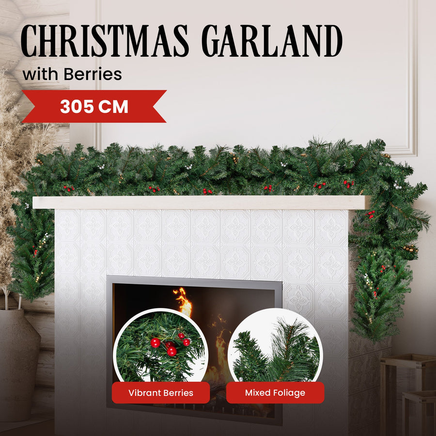 Christabelle 305cm Extra Long Christmas Garland with Berries