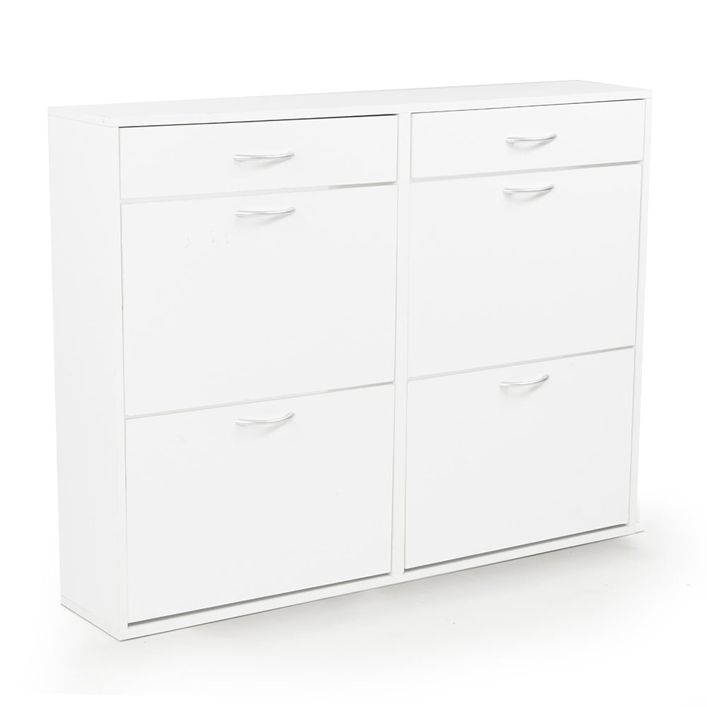 Sarantino 24 Pairs Shoe Cabinet Storage White Drawers Chest 1200 x 240 x 920 in White