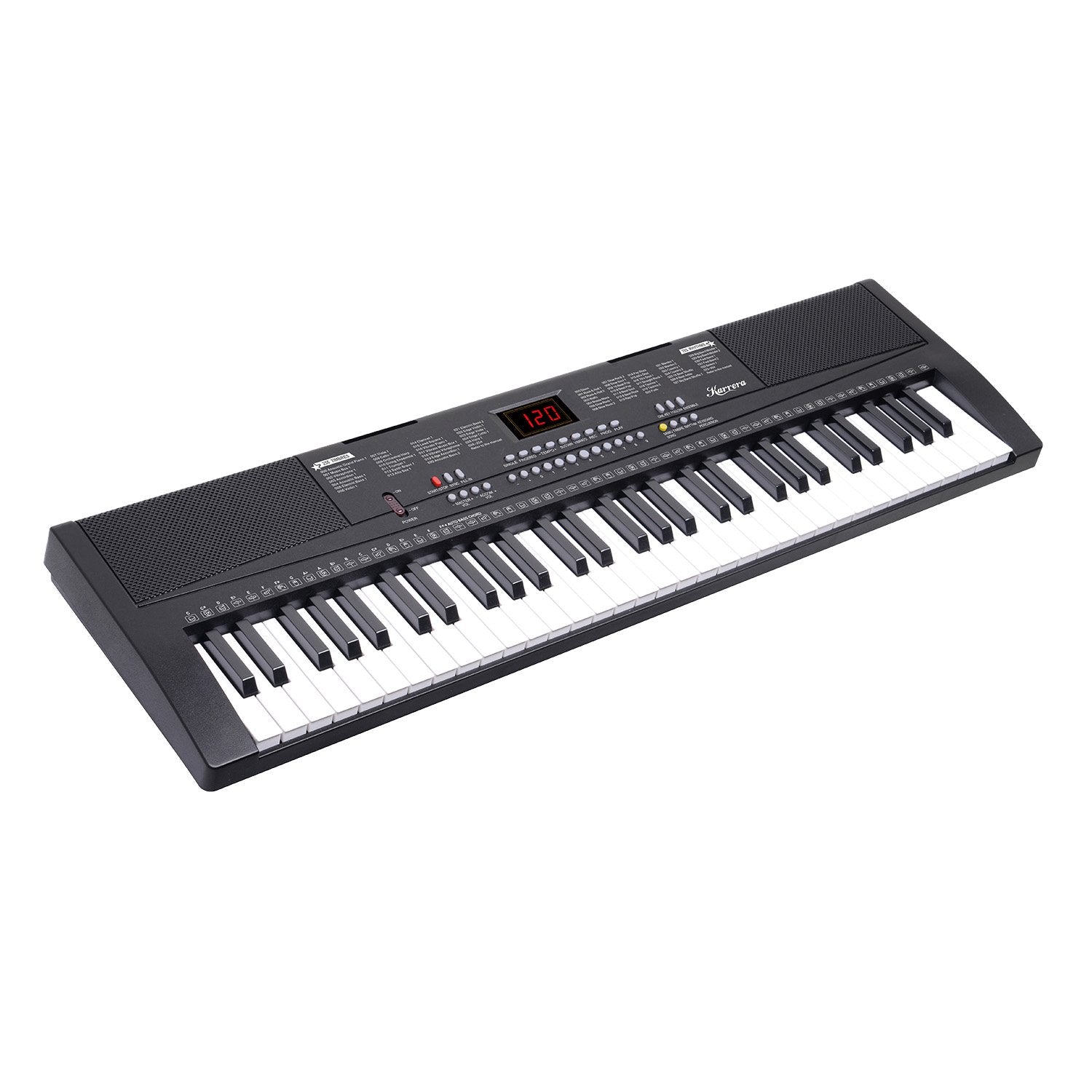 Karrera 61-key Electronic Led Keyboard 75cm Portable Piano In Black With Microphone Input, Headphone Output, 255 Timbres