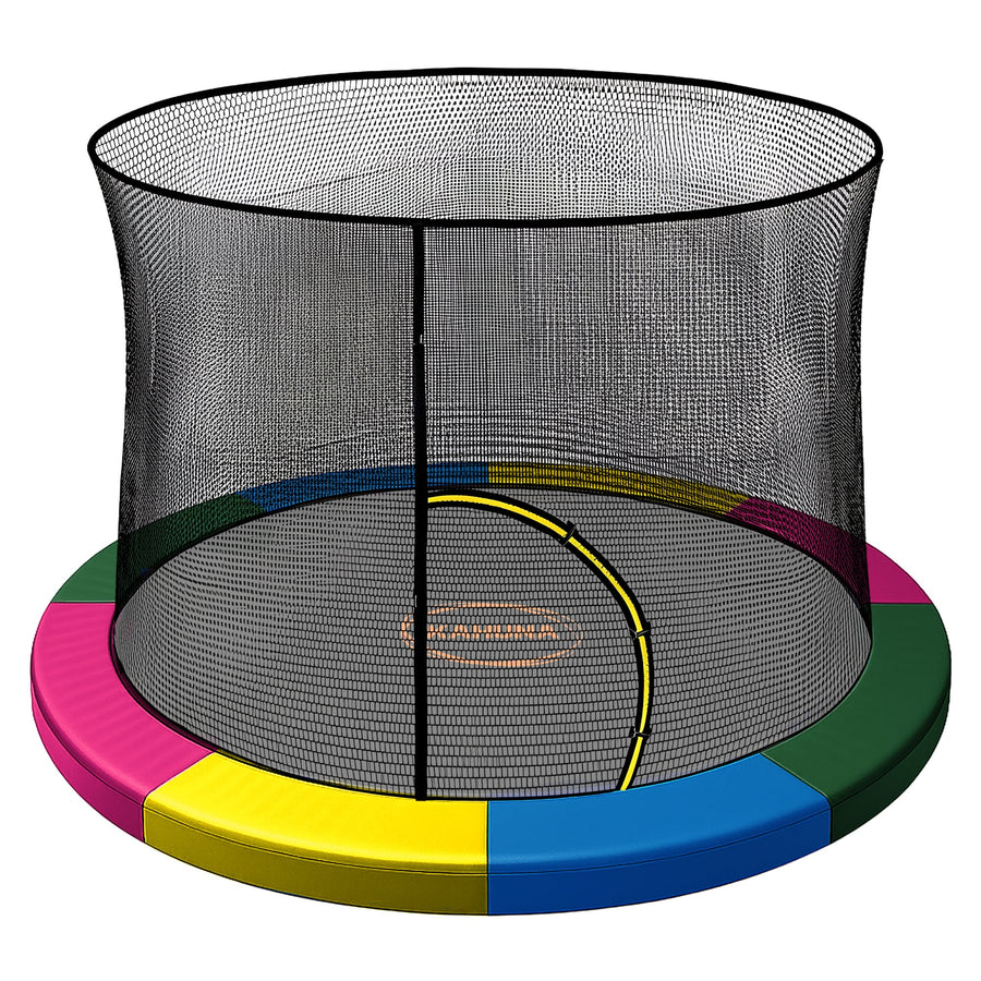 Kahuna 10ft Trampoline Pad and Net - Rainbow