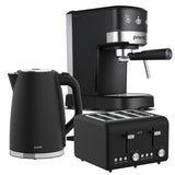 Pronti Breakfast Set with 1.25L Coffee Machine, Silver Noir Toaster & Kettle