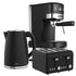 Pronti Breakfast Set with 1.25L Coffee Machine, Silver Noir Toaster & Kettle