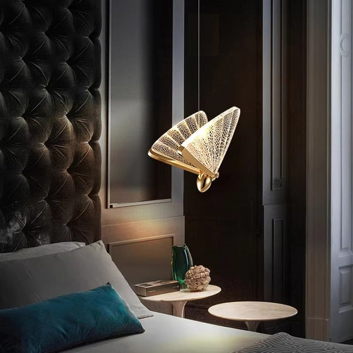 BAMDECOR LED Modern Bedroom Bedside Creative Butterfly Hanging Chandelier Light Fixtures for Stairs Nordic Decoration