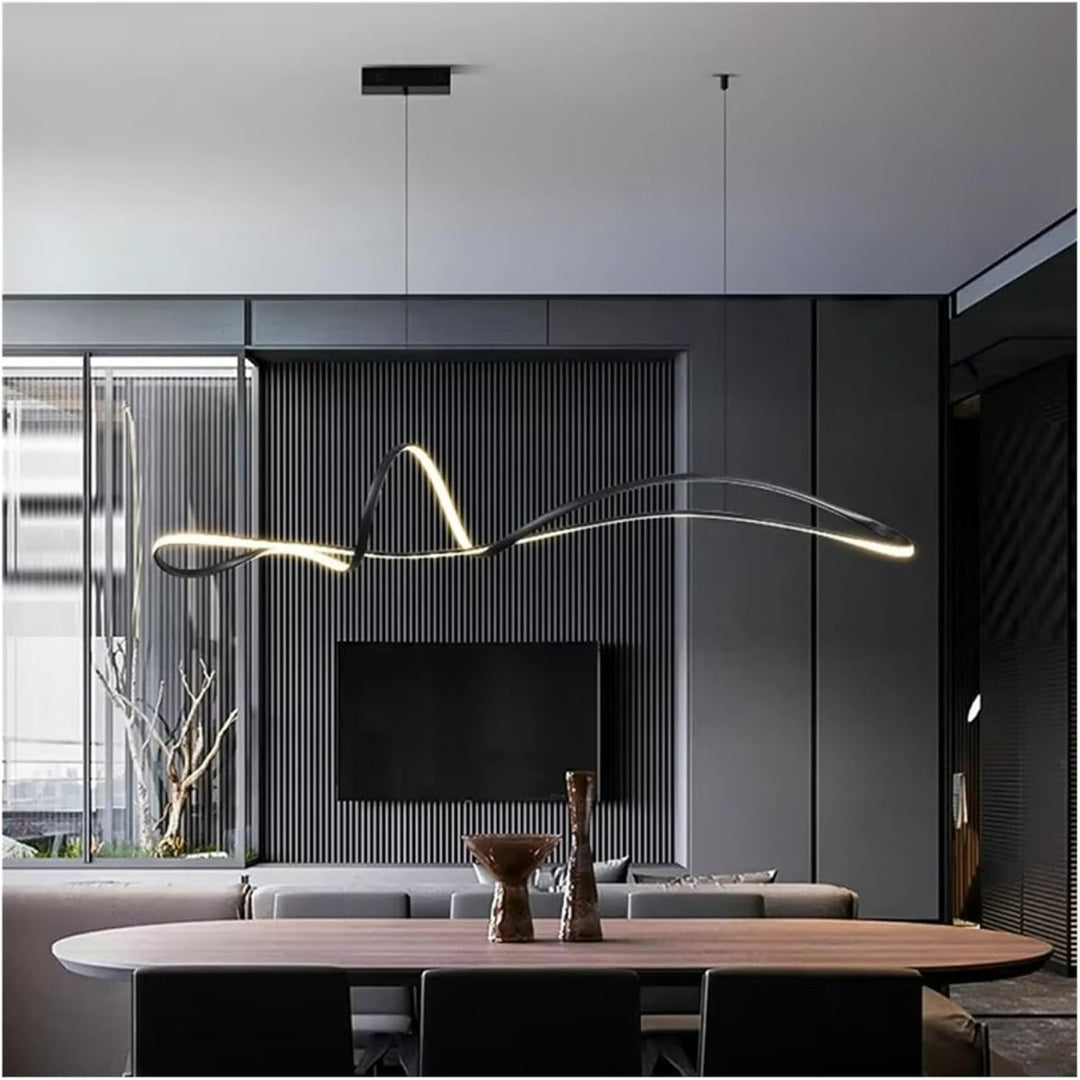 BAMDECOR A210 Modern LED Linear Pendant Lights with Dimmable LED and Adjustable Hanging Length 180cm -Black
