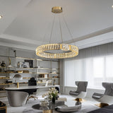 BAMDECOR C3319 Modern Crystal Chandeliers Lighting Fixtures Contemporary Round Chandelier Lighting Fixtures Crystal Pendant Ceiling Lights(Gold-80cm)
