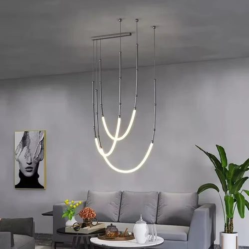 BAMDECOR Minimalistic Retro LED Minimalism Designer Lustre Hanging Lamps Slender-Shape LED Pendant Light (Black)