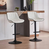 SERENITÃƒÂ  White Modern Height Adjustable Swivel Bar Stools Upholstered Leather Barstool Kitchen Island Chairs with Metal Frame (Set of 2)