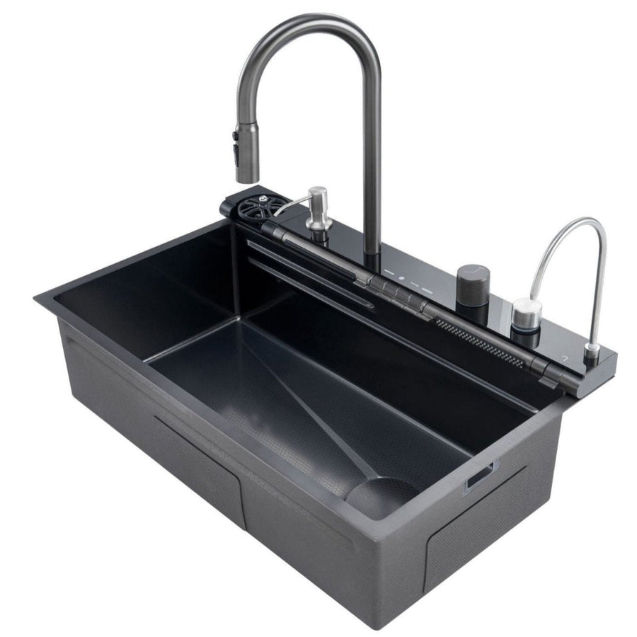 2024 80x45cm Blue Whale Integrated Waterfall Kitchen Sink Honeycomb Technology Large Digitial Display Stainless Steel Wa