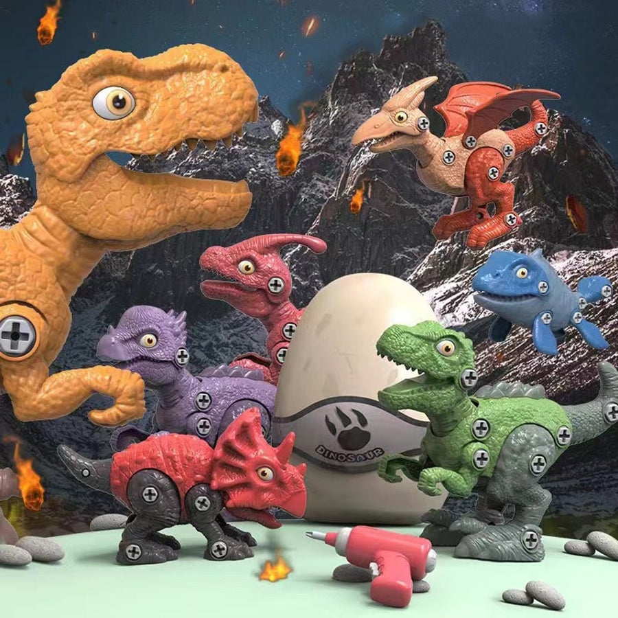 Disassemble Blocks Jurassic Dinosaurs Building Blocks Toys Battery Drill Tyrannosaurus Rex Wyvern Velociraptor Stegosaur