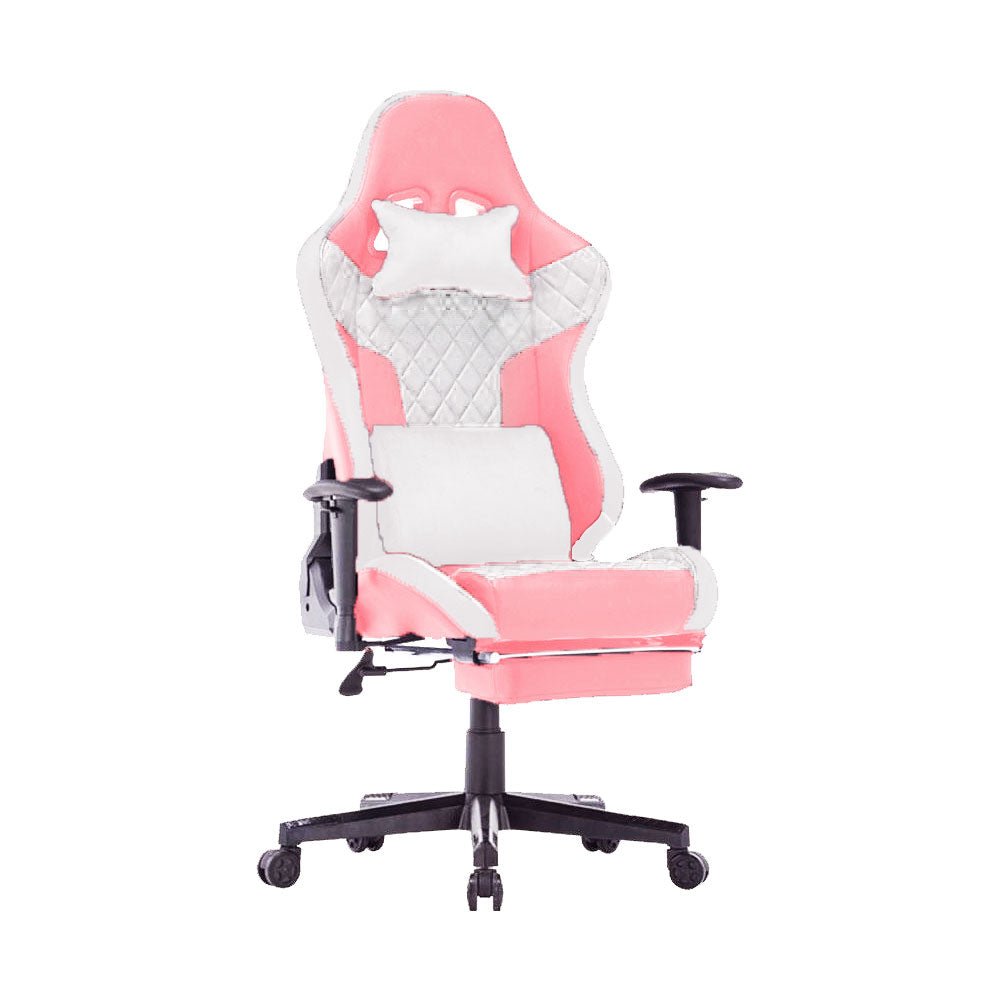 7 RGB Lights Bluetooth Speaker Gaming Chair Ergonomic Racing chair 165Â° Reclining Gaming Seat 4D Armrest Footrest Pink 