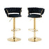 SERENITÃƒÂ  Black Velvet Seat Kitchen Breakfast Bar Stools Counter Height Barstools with Back Cushioned Chairs for Home Bar x2