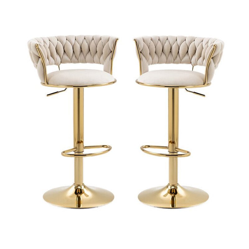 SERENITÃ  Ivory Velvet Seat Kitchen Breakfast Bar Stools Counter Height Barstools with Back Cushioned Chairs for Home Ba