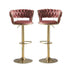 SERENITÃ  Red Bean Brown Velvet Seat Kitchen Breakfast Bar Stools Counter Height Barstools with Back Cushioned Chairs fo