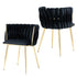 SERENITÃƒÂ  Black Modern Hand Weaving Dining Chairs,Velvet Upholstered Side Chairs with Gold Legs, Chic Vanity Chairs with Armrest, Accent Chair for Dining Room, and Cafe Set of 2