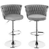 SERENITÃƒÂ  Modern Silver Swivel Upholstered Velvet Adjustable Height Counter Stool with Metal Frame Grey (Set of 2)