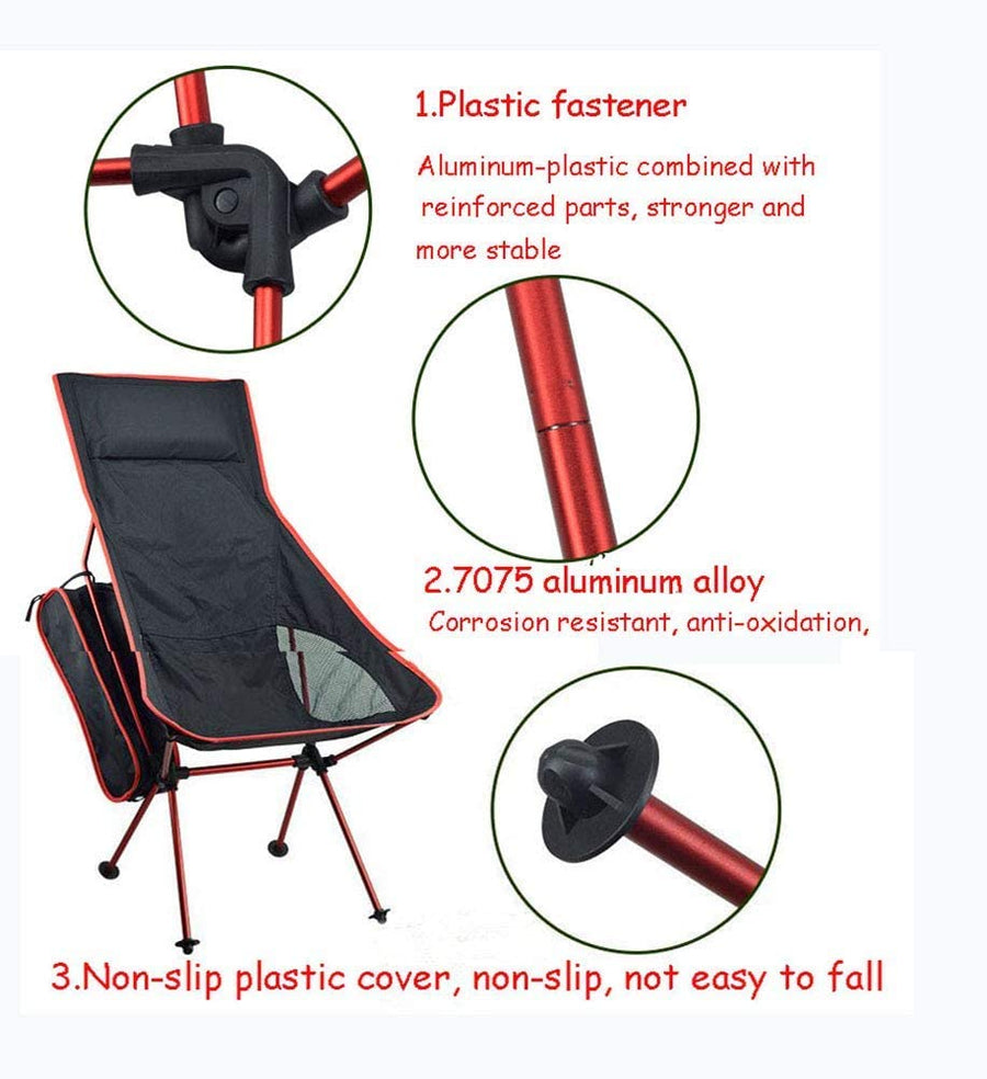 Camping Chair Folding High Back Backpacking Chair with Headrest, Lightweight Portable Compact for Outdoor Camp, Travel, 