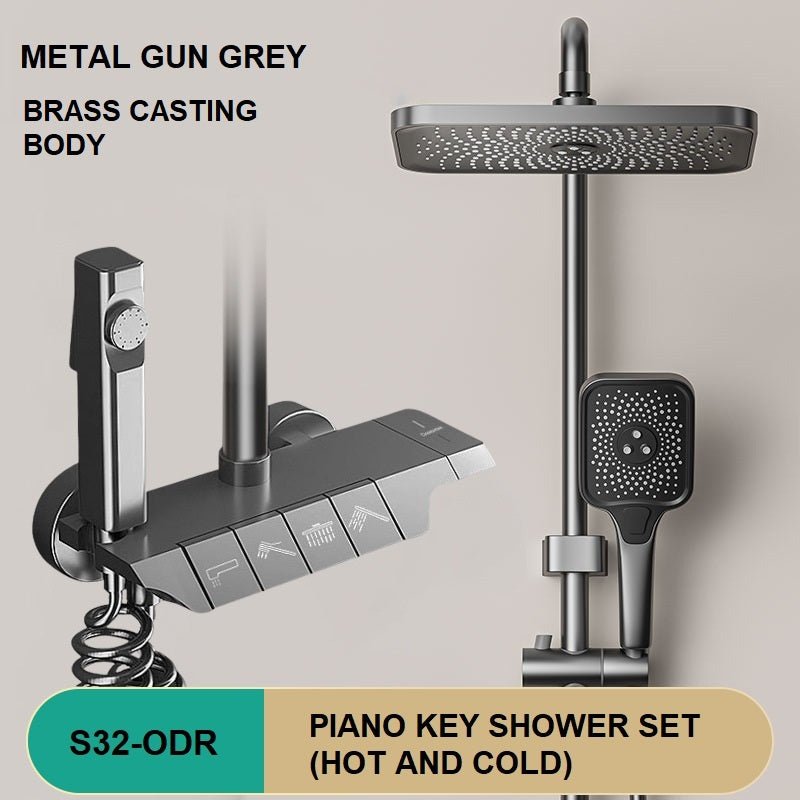 Geobella Luxury Shower System Hot Cold Mixer Shower Set Bathroom Thermostatic SPA Rainfall Bath Tap Bathtub Wall Mount L