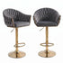 SERENITà GP1863 Modern Velvet Breakfast Bar Stools Swivel Barstools Adjustable Counter Stools with Backrest (Gold-Grey)