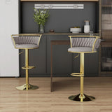 SERENITÃƒÂ  Golden Swivel Upholstered Velvet Adjustable Height Counter Stool with Metal Frame Grey (Set of 2)