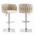 SERENITà Modern Velvet Breakfast Bar Stools Swivel Barstools Adjustable Counter Stools with Backrest (Silver-Ivory)