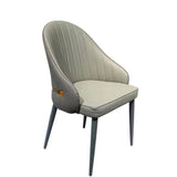 VELLUTO Dining Chairs Set Armchairs Mid Century Modern Kitchen Dining Room Chairs Faux Leather Accent Chairs Metal Vanity Lounge Chair with Back for Living Room Bedrooms  Set of 2 (Grey)