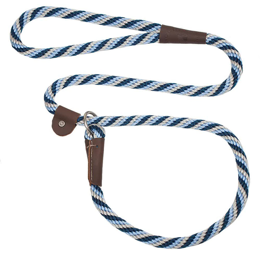 Mendota British Style Slip Leash - Length 1/2in x 4ft(13mm x 1.2m) - Twist Arctic Blue