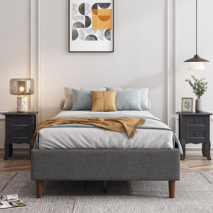 Bed Frame Mattress Foundation (Dark Grey) â€“ Queen