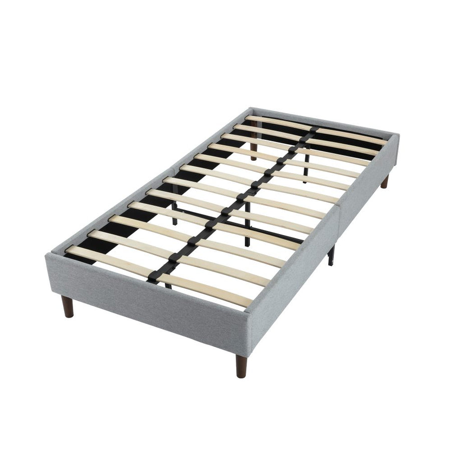 Bedframe with Wooden Slats (Light Grey) â€“ Single
