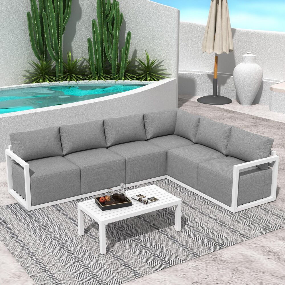 Alfresco Contemporary All-Weather Lounge Set â€“ White