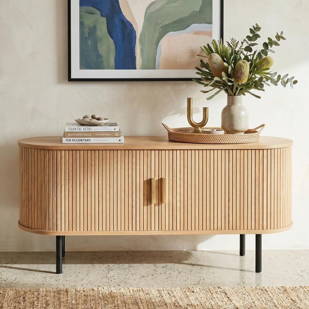 Ripple Sideboard with Sliding Doors Ã¢â‚¬â€ Earthy Elegance Redefined