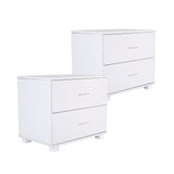 2X Bedside Table Side Storage Cabinet Nightstand Bedroom 2 Drawer Legs ETTA WHITE