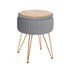Side Table Storage Ottoman - Velvet Padded Stool Vanity Footstool REMY GREY