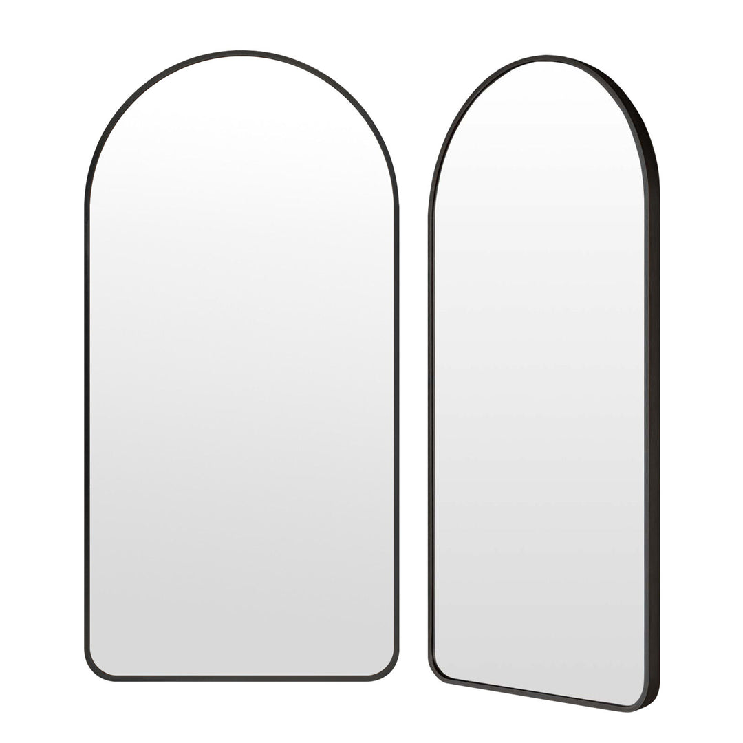 2 Set Wall Arch Mirror Arc Aluminum Frame Bathroom 50x100cm BLACK