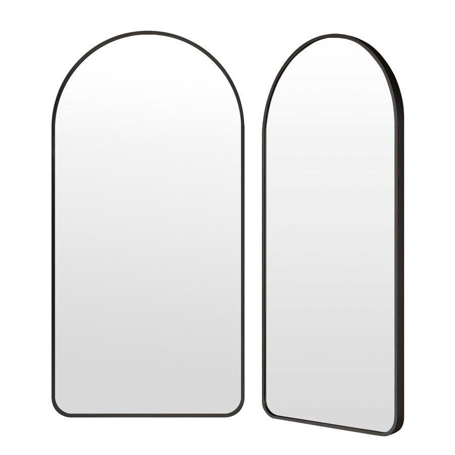 2 Set Wall Arch Mirror Arc Aluminum Frame Bathroom 50x100cm BLACK