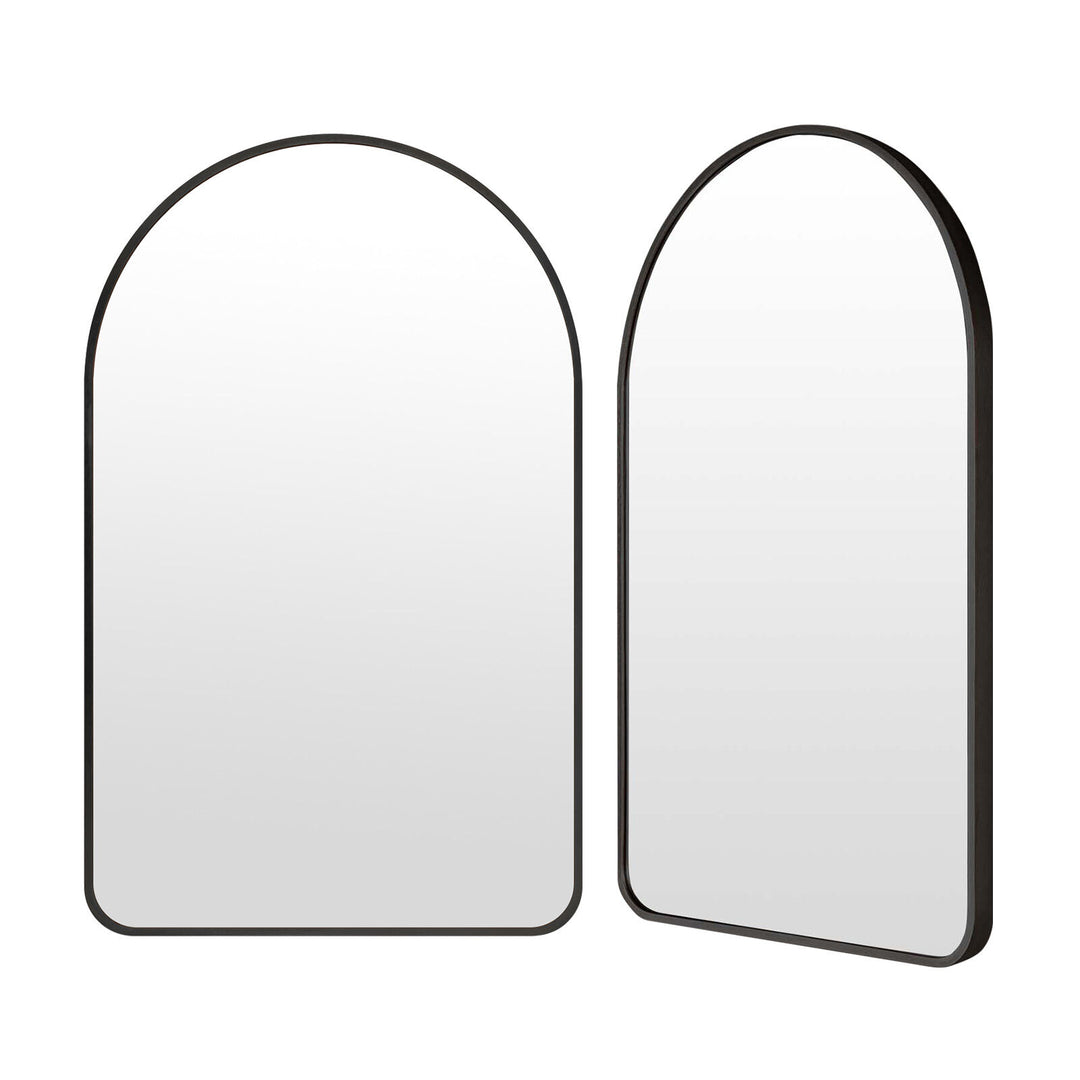 2 Set Wall Arch Mirror Arc Aluminum Frame Bathroom 50x80cm BLACK