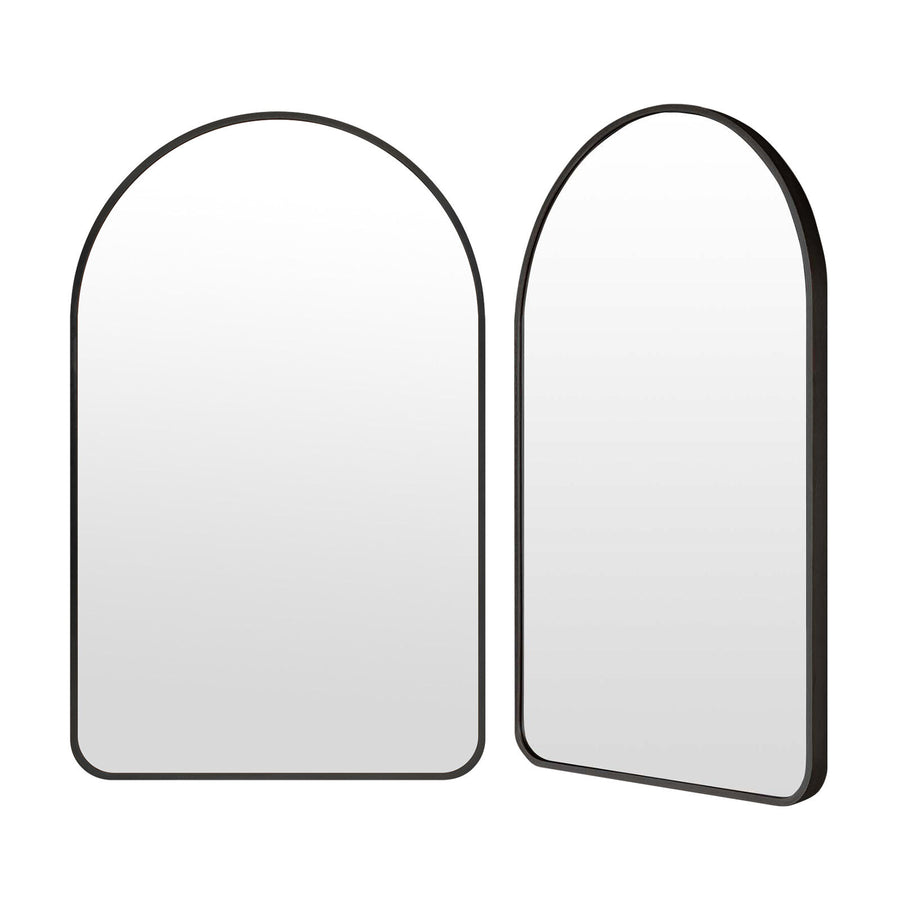 2 Set Wall Arch Mirror Arc Aluminum Frame Bathroom 50x80cm BLACK