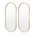 2 Set Wall Mirror Oval Aluminum Frame Bathroom 45x100cm GOLD