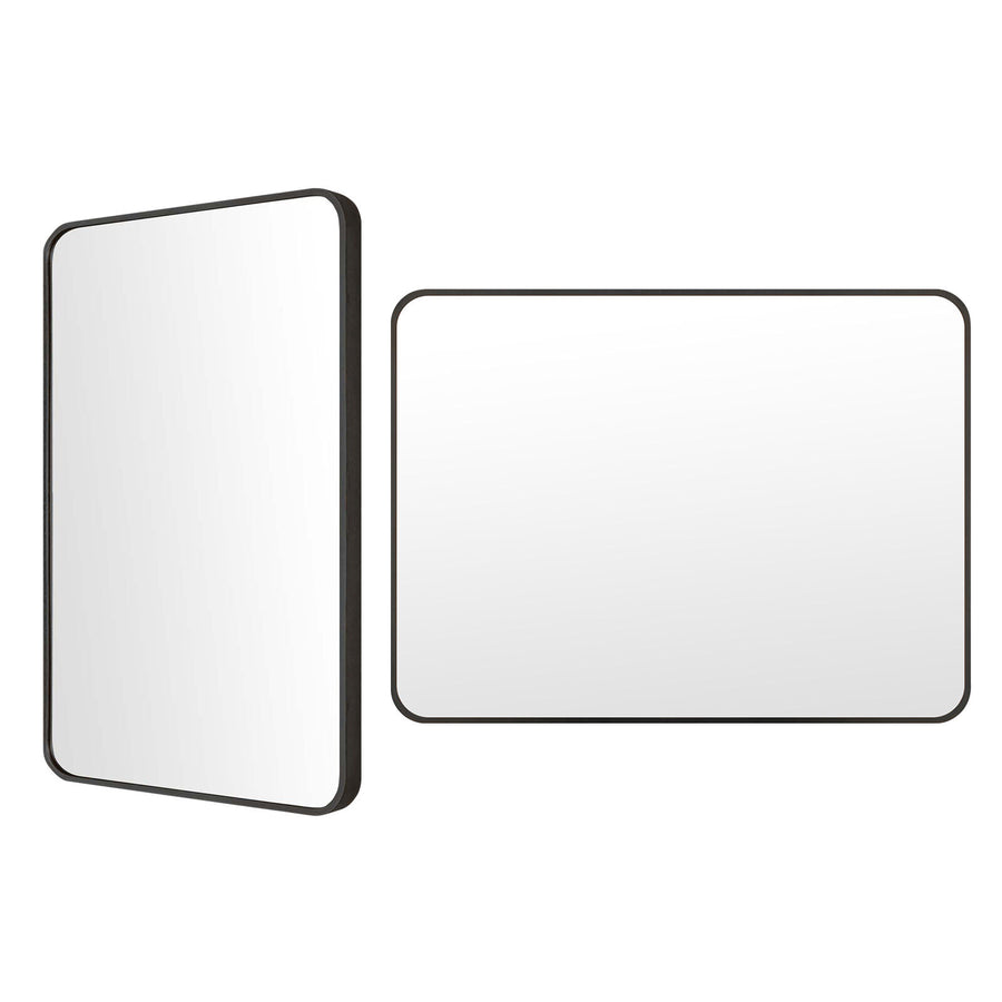 2 Set Wall Mirror Rectangular Aluminum Frame Bathroom 60x80cm BLACK