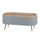 Coffee Table Storage Ottoman - Corduroy Padded Blanket Box Bench ESME - DUSTY BLUE