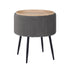 Side Table Storage Ottoman - Velvet Padded Stool Vanity Footstool CLEO GREY