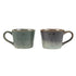 2X Reactive Glazed Ceramic Organic Coffee Mug 350ml Natural EARTHY GREY BLUE