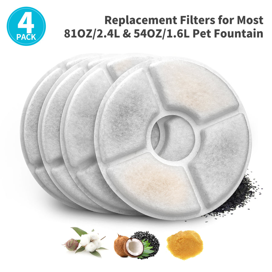 YES4PETS 8 x Pet Dog Cat Fountain Filter Replacement Activated Carbon Ion Exchange Resin Triple Filtration System Automa