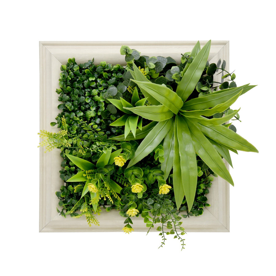 YES4HOMES 3D Green Artificial Plants Wall Panel Flower Wall With Frame Vertical Garden UV Resistant 33X33CM Flourishing 
