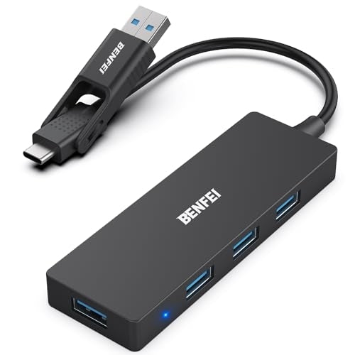 BENFEI 000291BK 4-Port USB 3.0 Ultra Flat Data Hub, USB C Hub with 4 Ports USB 3.0 Adapter