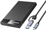 BENFEI 000385BK 2.5 Inch SATA to USB-A + USB-C Tool Free External Hard Drive Enclosure (6Gbps, Optimized for SSD, Support UASP SATA III)