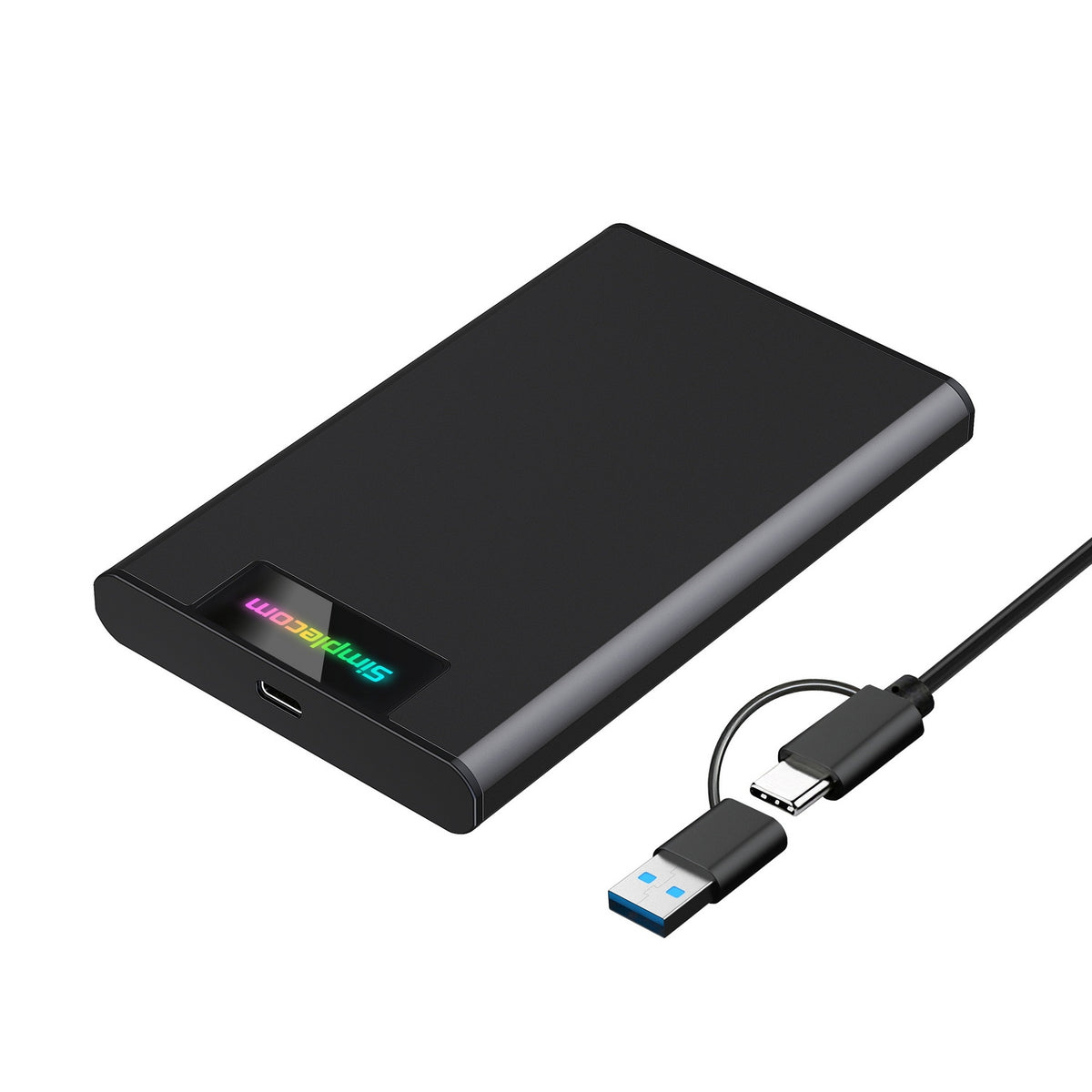 Simplecom SE239 Tool-free 2.5 SATA HDD SSD to USB-C Enclosure with RGB Lights USB 3.2 Gen 2