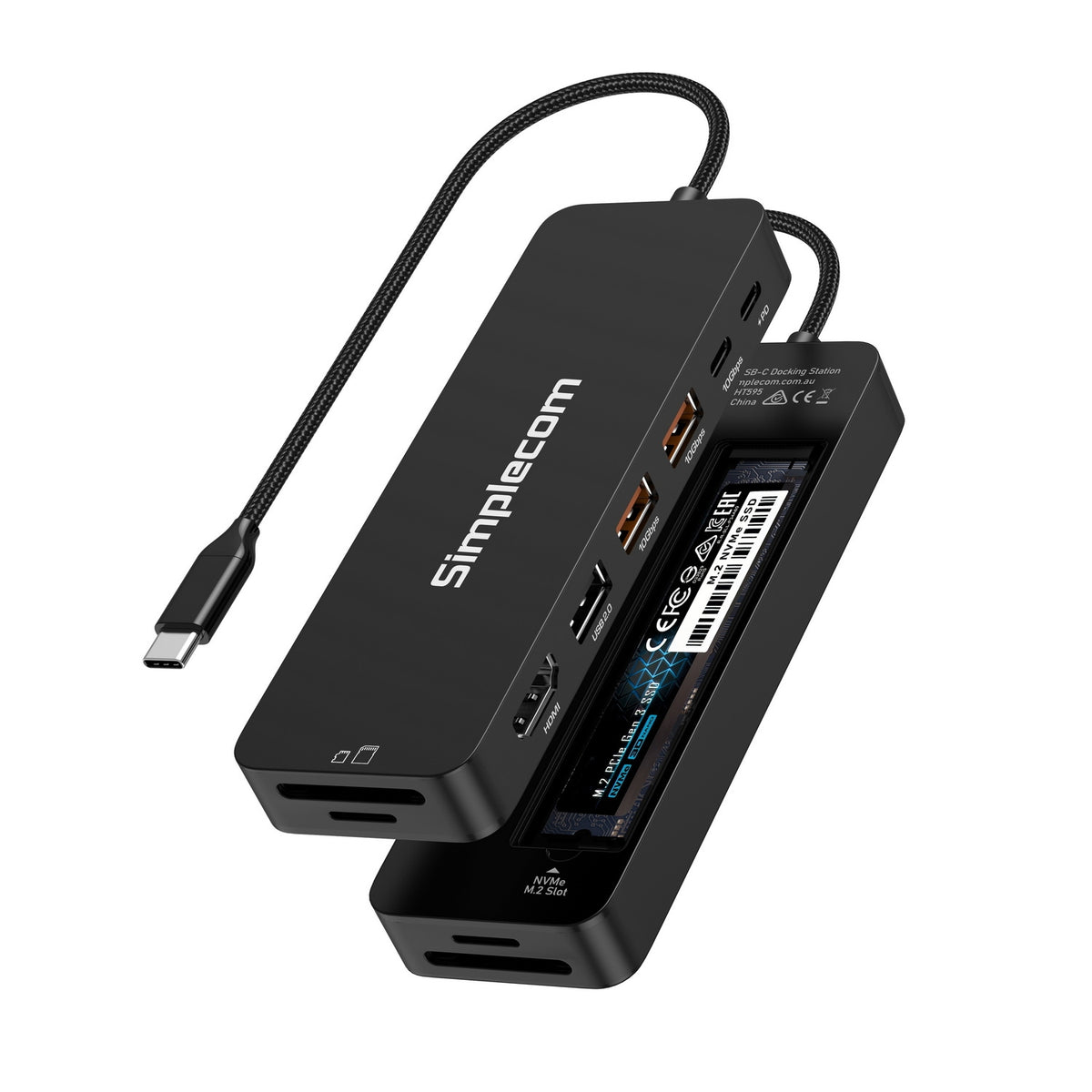 Simplecom CHT595 9-in-1 USB-C Multiport Docking Station with NVMe M.2 Enclosure 