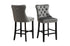 French Provincial Dark Grey Bar Stools with Footrest - Set of 2